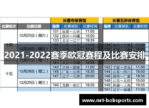 2021-2022赛季欧冠赛程及比赛安排